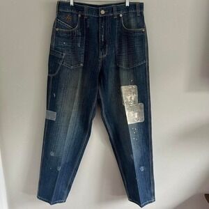 Y2K MAKAVELI X‎ TUPAC PAINT SPLATTER PATCHWORK JEANS